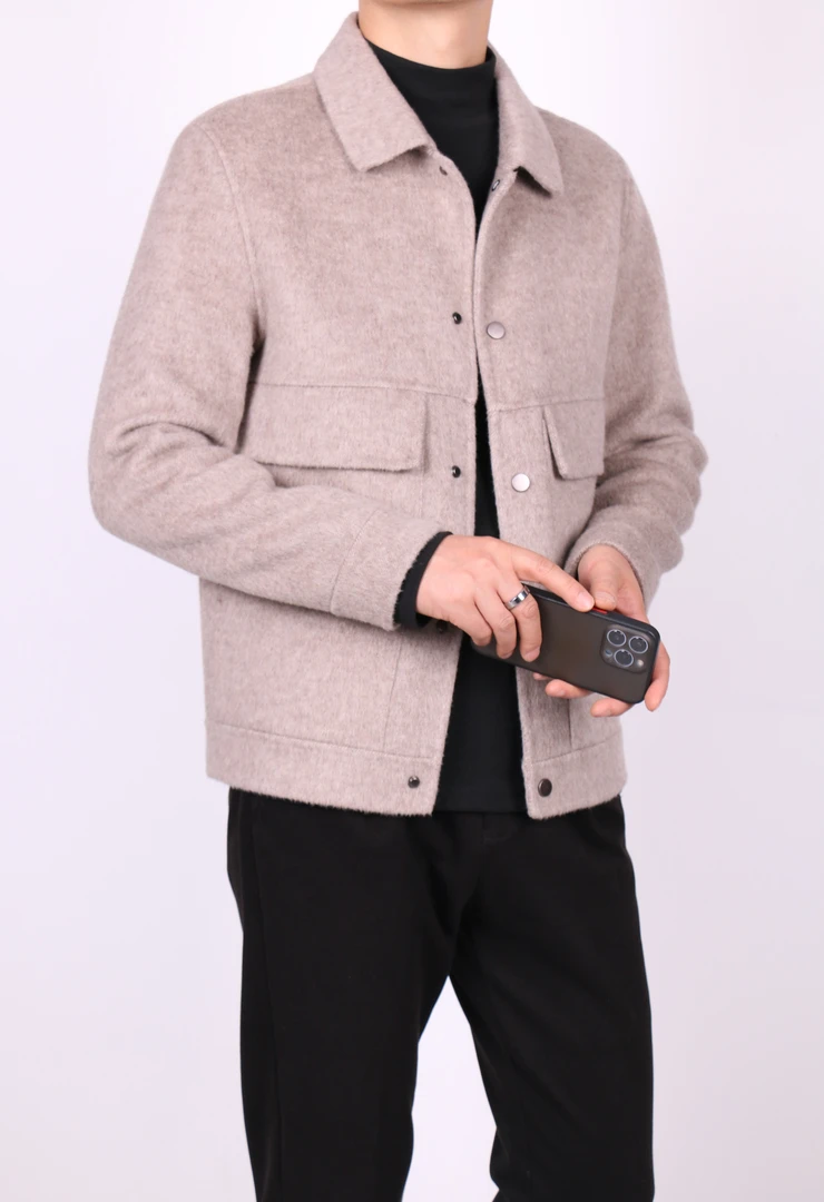 烁高504-1短款夹克秋冬休闲商务时尚百搭格子外套男士双面