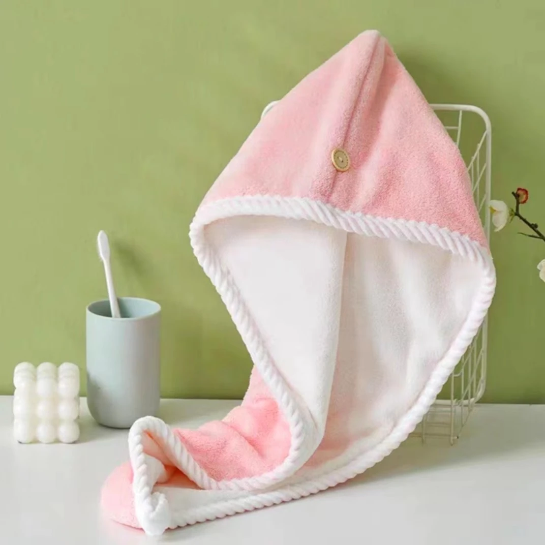 【萌叔种草】雅迎-麻花边头巾双层加厚干发帽擦头发速干浴帽