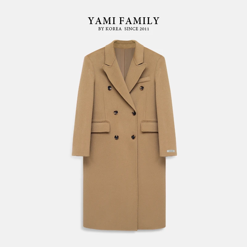 【战袍】YM 843 时尚休闲中长款设计师翻领秋冬长款双面羊毛大衣