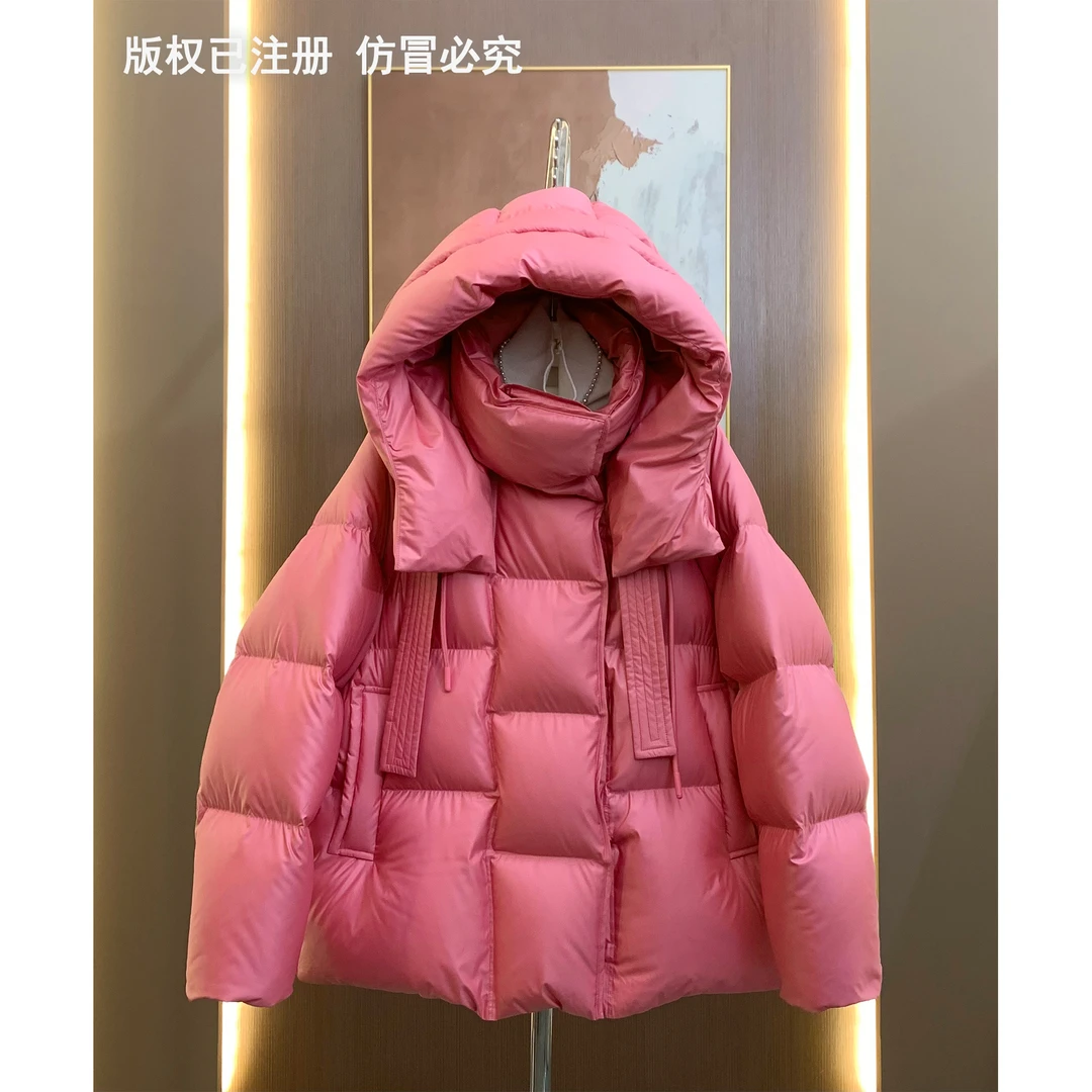 UNIQUE U:US 冬季款时尚女士百搭休闲连帽90白鸭绒羽绒服2311358