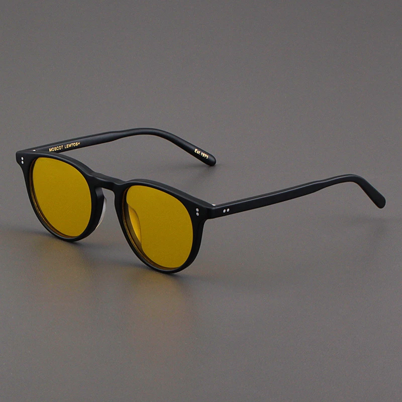 MOSCOT LEMTOSH太阳镜女板材复古磨砂哑黑椭圆形眼镜黄色墨镜男款