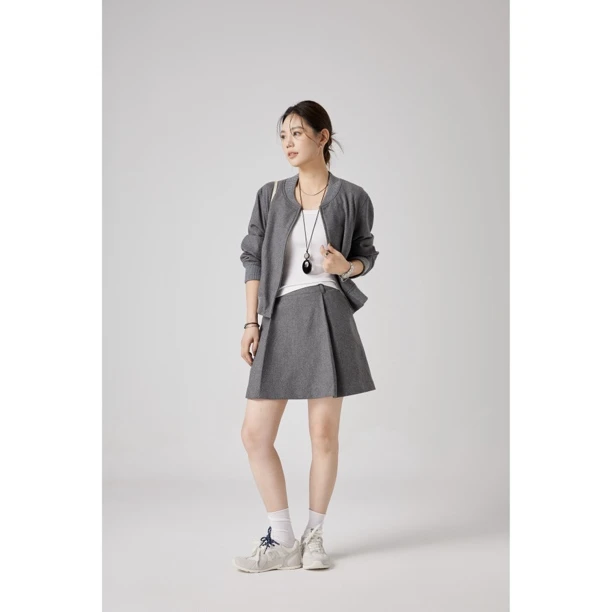 Nietzsche 官方直营｜毛-miu家女孩｜美式学院风减龄两件套装7565