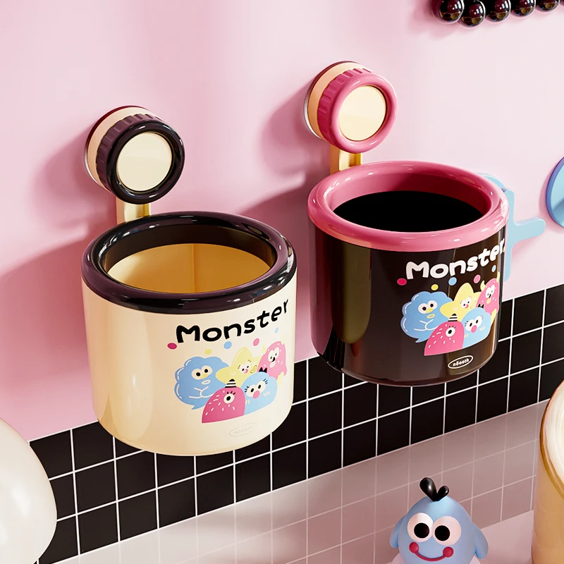 吸盘垃圾桶壁挂废弃洗脸巾悬挂式收纳桶家用卫生间小怪兽桌面纸篓