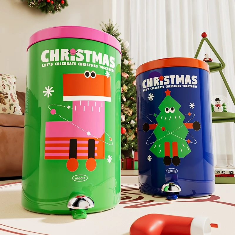 诺室脚踩带盖垃圾桶大号大容量家用客厅厨房圣诞星球垃圾筒脚踏式