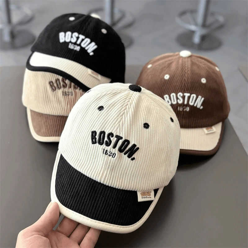 宝宝帽子秋冬款灯芯绒鸭舌帽幼儿韩版百搭新款棒球帽男女童遮阳帽