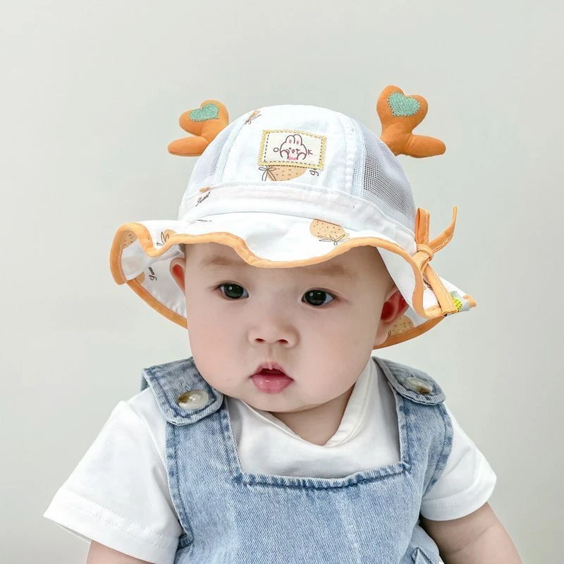 婴儿帽子夏季薄款女宝宝遮阳帽6一12月渔夫帽3婴幼儿防晒帽春秋款
