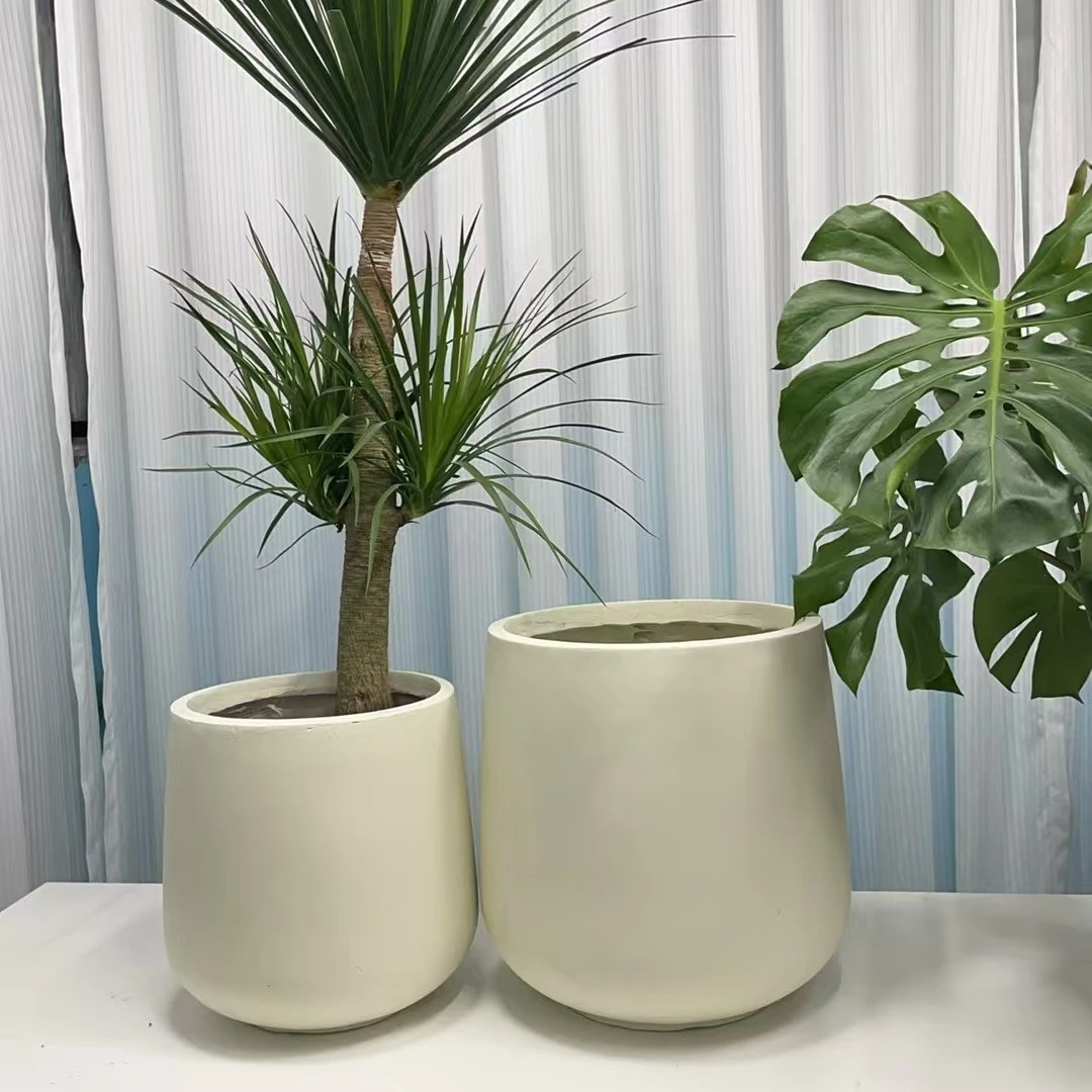 易酒杯镁泥花盆龙血树黑珍珠高山榕简约办公室落地透气大号盆器