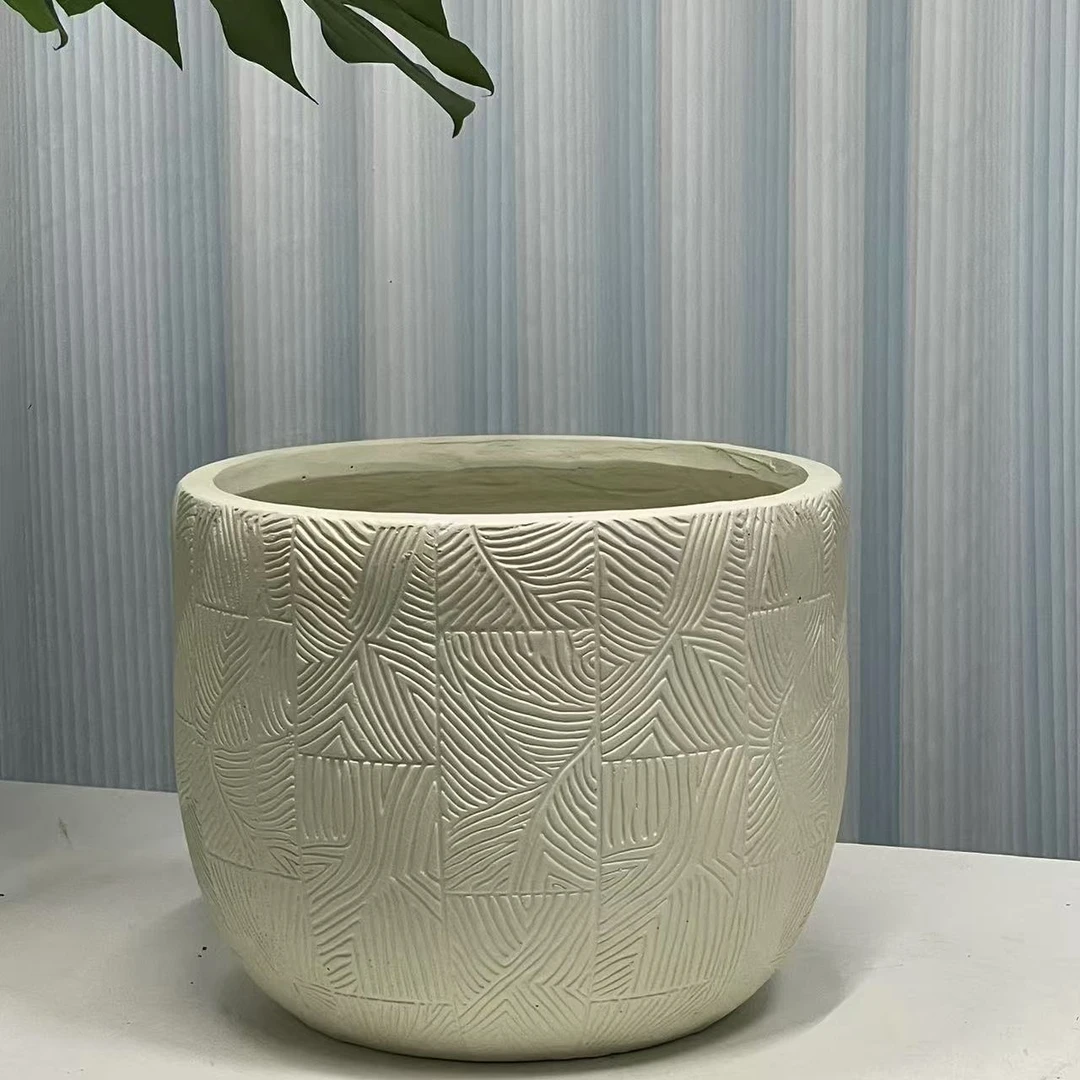 砂碗镁泥花盆龙血树黑珍珠高山榕欧式简约办公室落地透气大号盆器