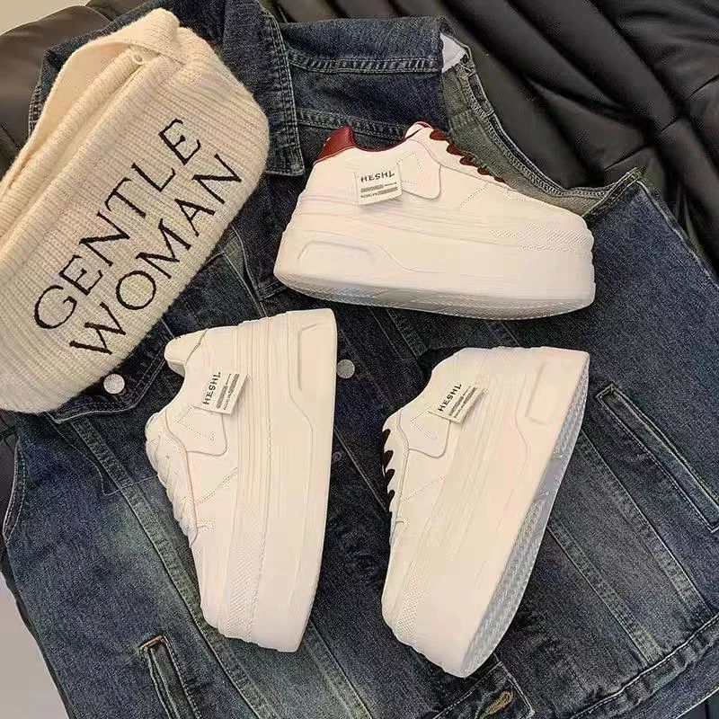 2025早春新款8cm厚底松糕小白鞋小个子女生百搭休闲鞋