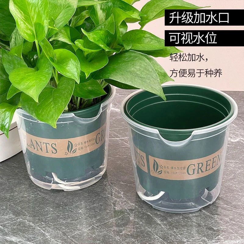 2024新款自动吸水绿萝花盆防烂根专用储水器室内简约懒人塑料加仑
