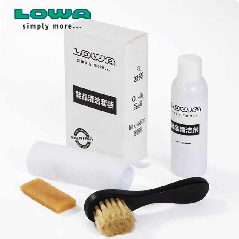 lowa鞋品清洁套装鞋类清洁剂软毛刷毛巾生胶棒4件套便携