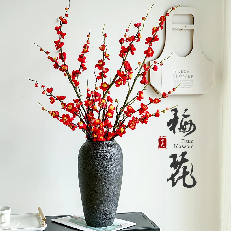 新中式腊梅梅花仿真花客厅餐桌摆件树枝干花假花插花装饰花艺摆设