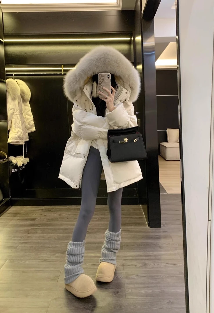 2024年新款设计感棉服女韩版大毛领时尚宽松百搭加厚连帽休闲外套