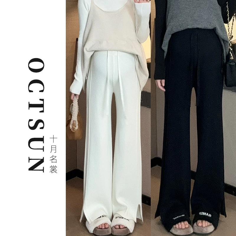 春款孕妇装爆款显瘦显长针织开叉长裤阔腿孕妇小个子裤57717