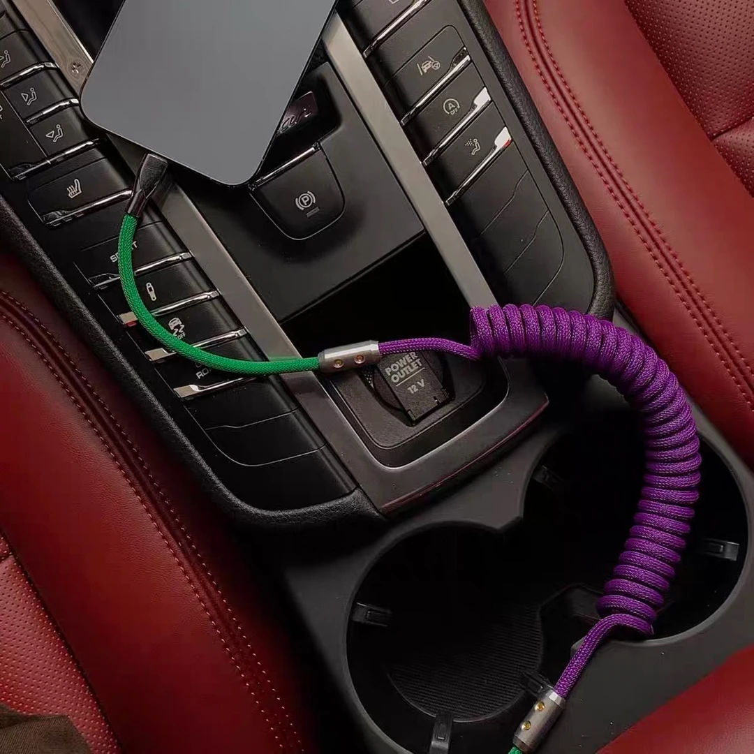 弹簧车载充电线快充typec安卓苹果适用奔驰宝马奥迪特斯拉carplay