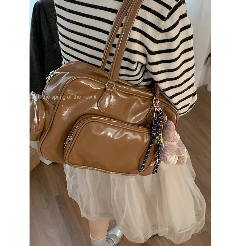 韩国复古质感大容量女式腋下包2024新款简约通勤单肩包百搭托特包