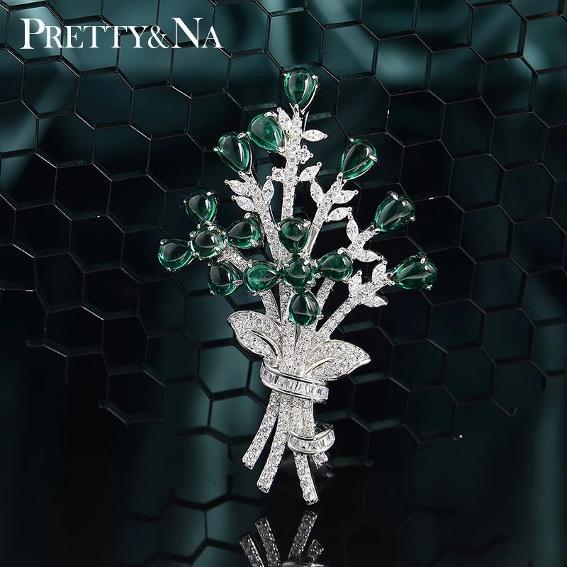 925银胸针 祖绿气质百搭绿色奢华轻奢时尚多样式设计大气重工镶嵌