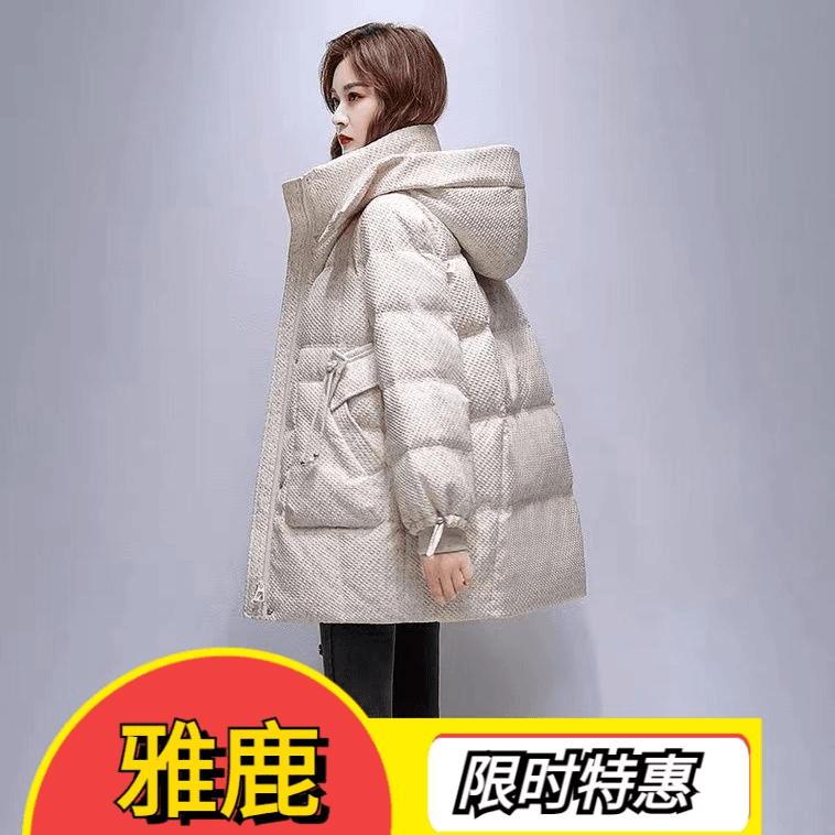 雅鹿中长款羽绒服新款女2023爆款羽绒服冬季小香风oversize羽绒羽