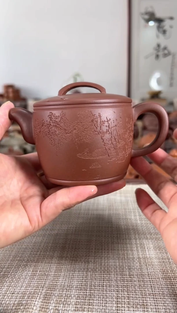 【闪购商品】紫砂茶壶精工精刻【汉瓦】260cc左右-紫泥侧印