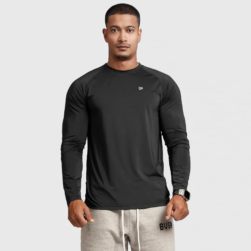 BENSONVISION运动长袖健身训练t恤跑步速干上衣修身高弹打底衫男