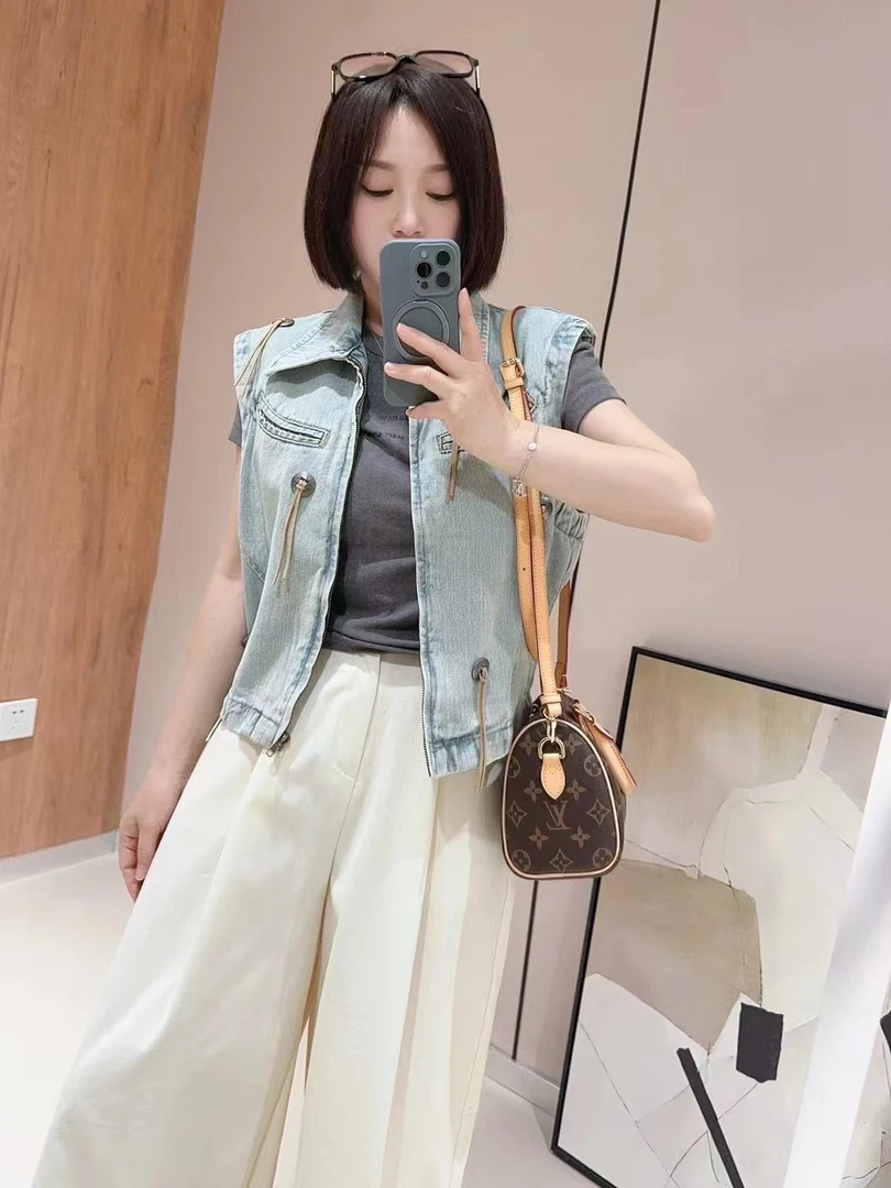 661#【火蓝家】复古怀旧牛仔马夹女2025春夏新款时尚设计感坎肩潮 #