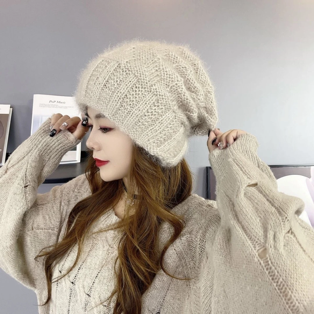 加绒款防寒时尚慵懒松鼠绒堆堆帽