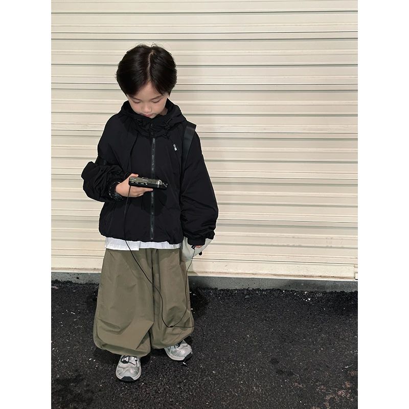【现货】略略童装儿童宽松上衣男童薄款春秋款连帽酷帅外套233WT002