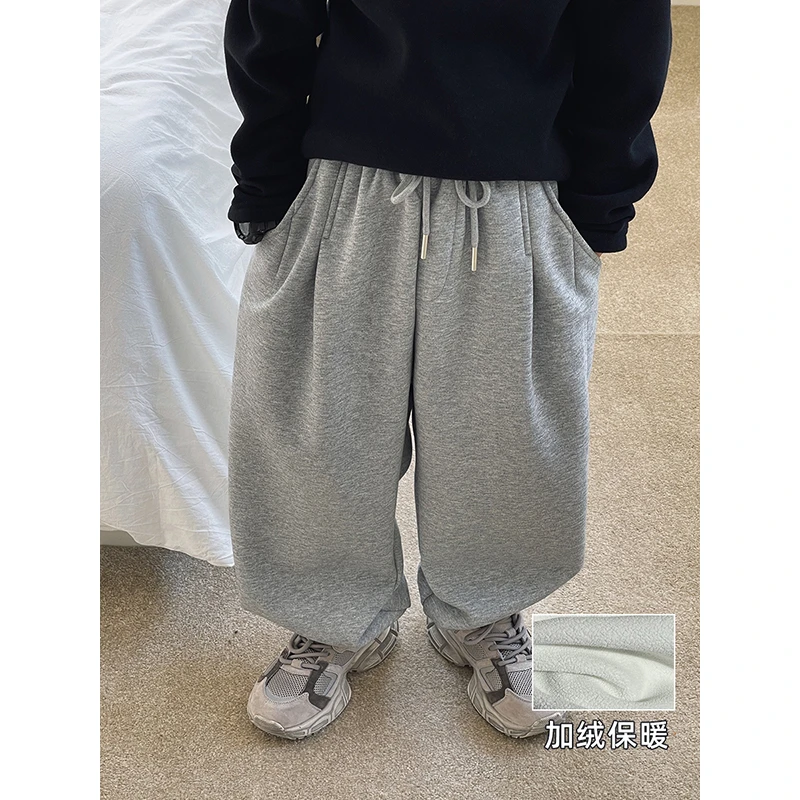 【现货】略略童装男孩儿童冬季款工装复合一体绒运动长裤子234KZ737