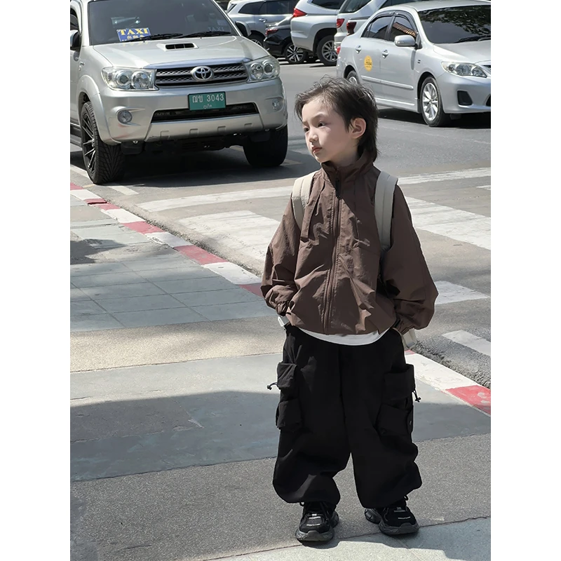 【现货】略略童装男童薄款春秋款儿童宽松时尚纯色上衣外套241WT013