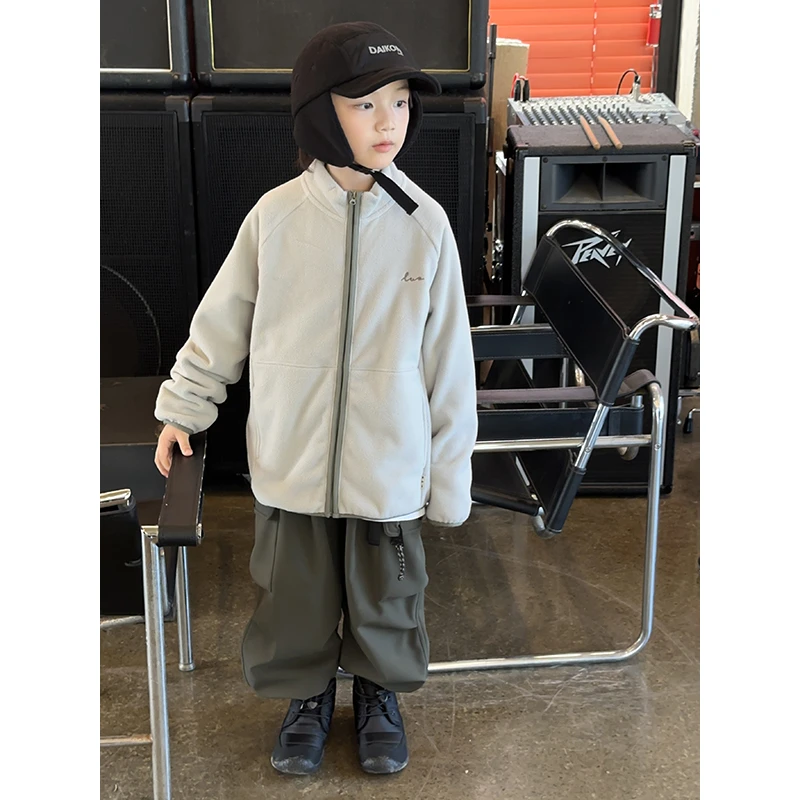 【现货】略略童装儿童秋冬款纯色摇粒绒保暖外套244WT1906