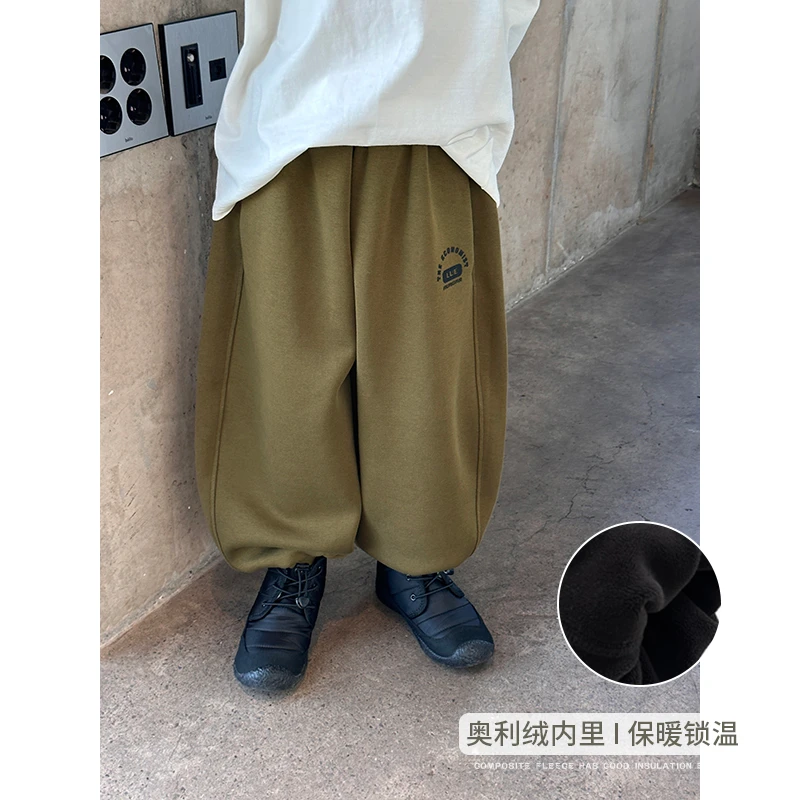 【现货】略略童装儿童秋冬款加绒束口保暖运动裤244KZ1882