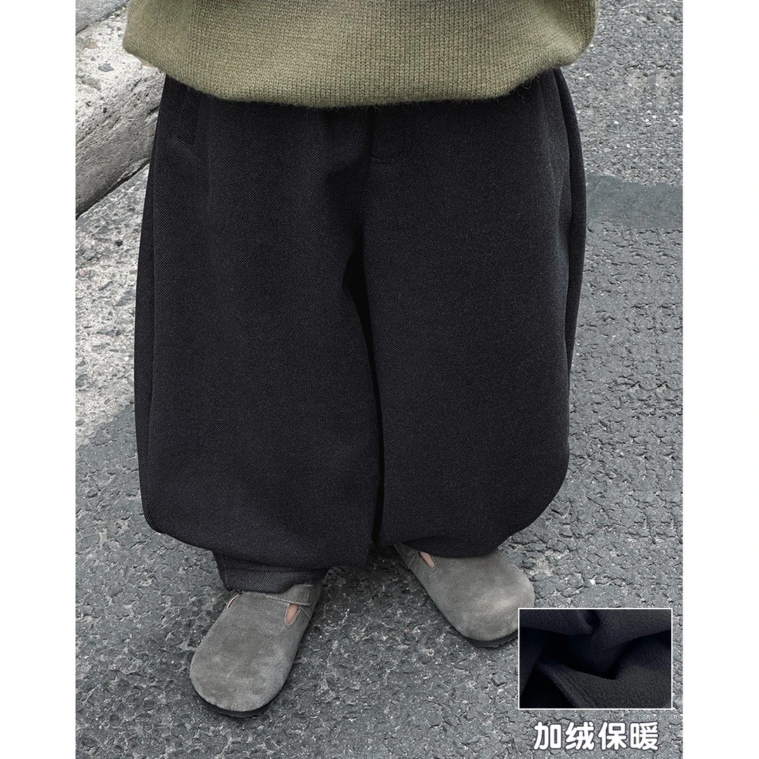 【现货】略略童装儿童宝宝冬季款复合一体绒运动裤子234KZ691