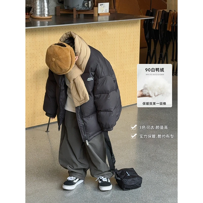 【现货】略略童装冬季款新国标90白鸭绒宝宝字母羽绒服234Y839