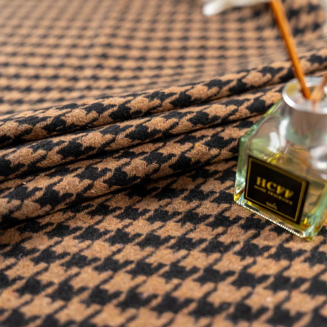 【千鸟格】加厚羊毛布料面料磨毛保暖秋冬服装外套大衣格子衬衫纺织