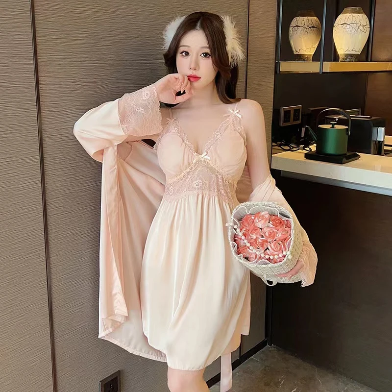 2024新款春秋薄款露背睡裙女士长款法式宫廷风qq内衣禁欲系高级感