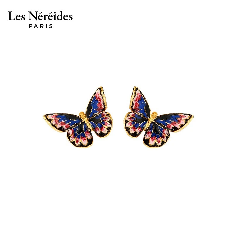 珐琅耳饰 Les NereidesHanami樱花限定系列紫蛱蝶垂坠耳钉耳环