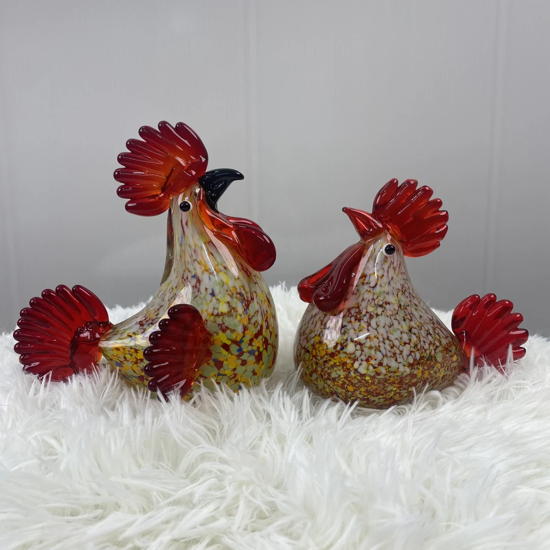 淄博非遗纯手工琉璃咕咕鸡大吉大利吉祥如意鸿运当头公鸡母鸡摆件