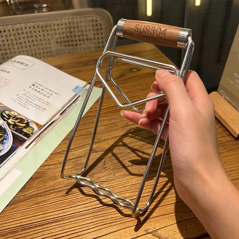 木制手柄304不锈钢防烫夹