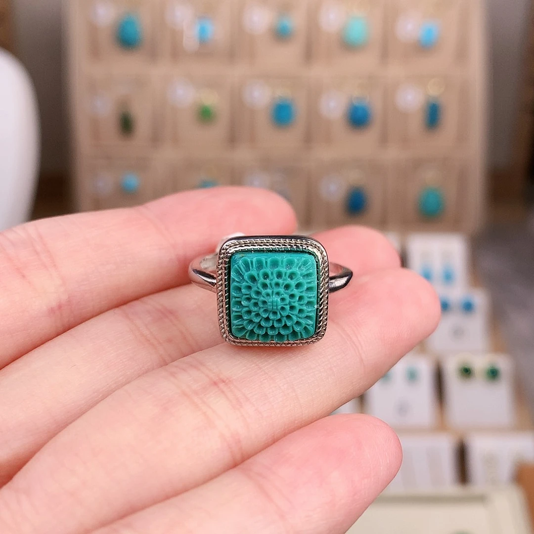 绿松石戒指银S925镶嵌