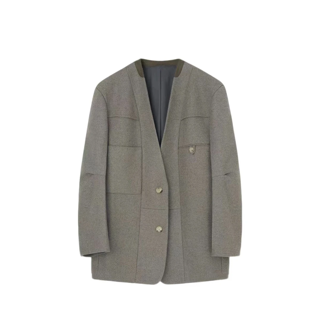 【BILU VTG】449|J0C2569倒T无领西装外套PD2024085