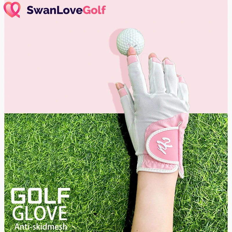 高尔夫手套女夏季新款韩版户外运动冰丝透气防滑耐磨露指薄款女士