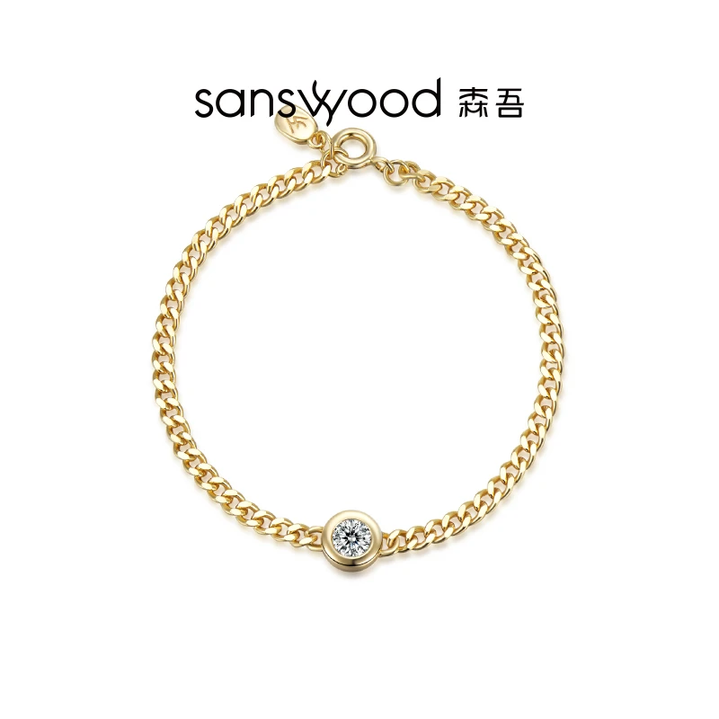 sanswood 925银莫桑石手链 《曼哈顿之星》单钻莫桑石手链简约