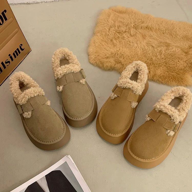 2024冬季新款一脚蹬抗寒厚底时尚百搭加绒加厚保暖勃肯棉鞋-5CM