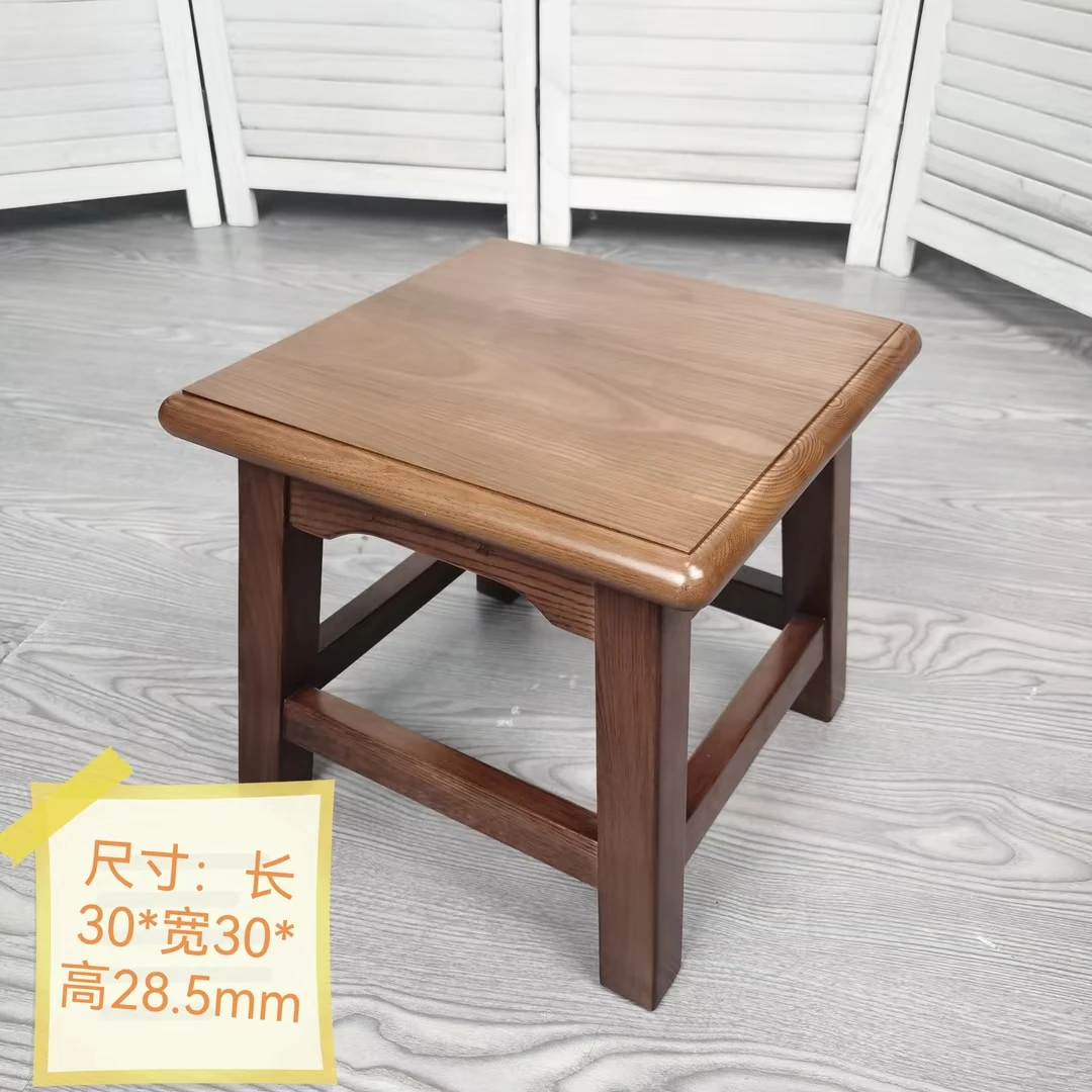 俄罗斯水曲柳小矮凳家用实木鞋凳客厅简约方形小凳木质结实高档色