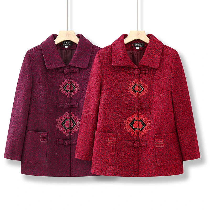 喜妈妈外套中老年女装春秋款上衣中国风喜庆唐装妈妈装春装奶奶装