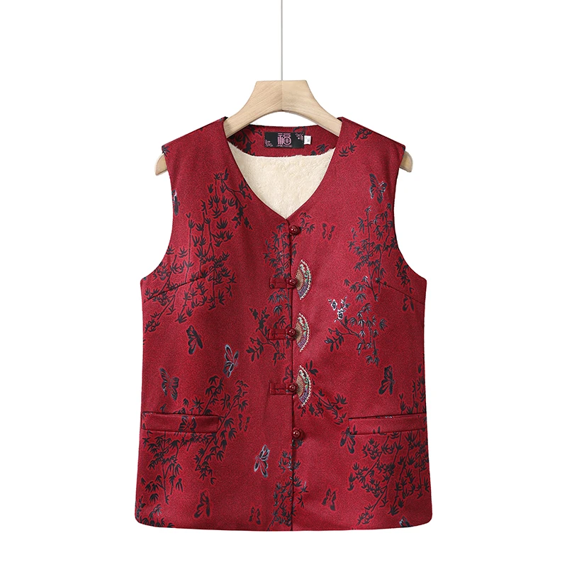 中老年人加绒马夹老太太马甲60-70岁加厚保暖衣服洋气奶奶背心