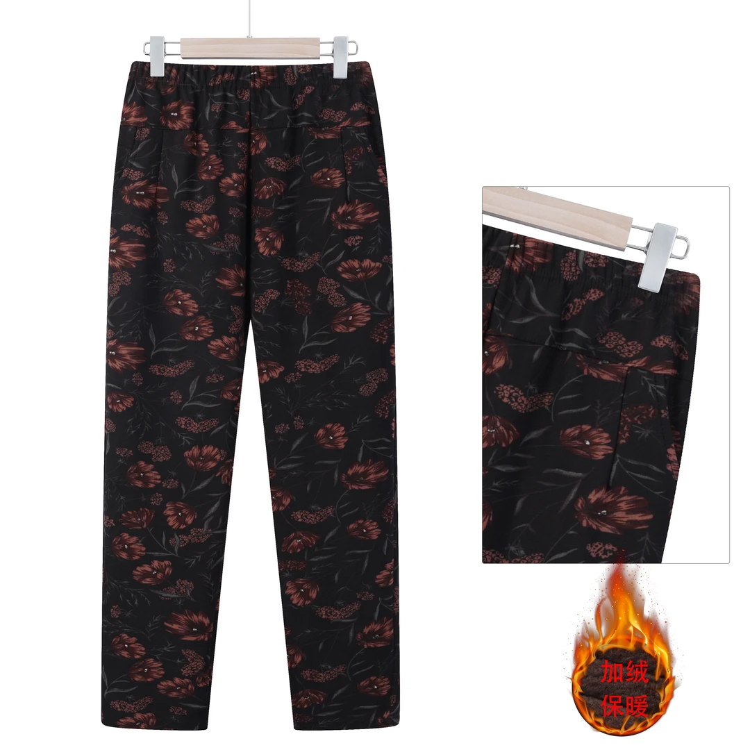 中老年妈妈加绒长裤老人加厚休闲裤冬季奶奶裤子老太太保暖裤洋气