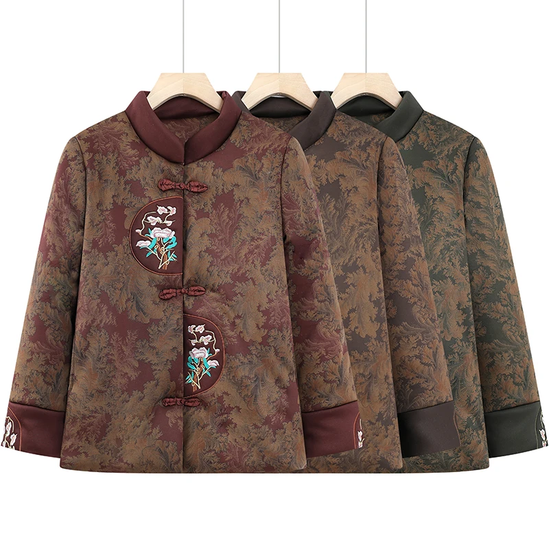 中老年妈妈加绒棉衣老人唐装棉袄奶奶棉服加厚保暖60-70岁冬装