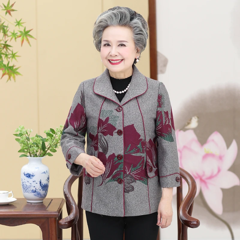 中老年妈妈装外套奶奶装春秋装老人衣服老太太洋气上衣50-60岁