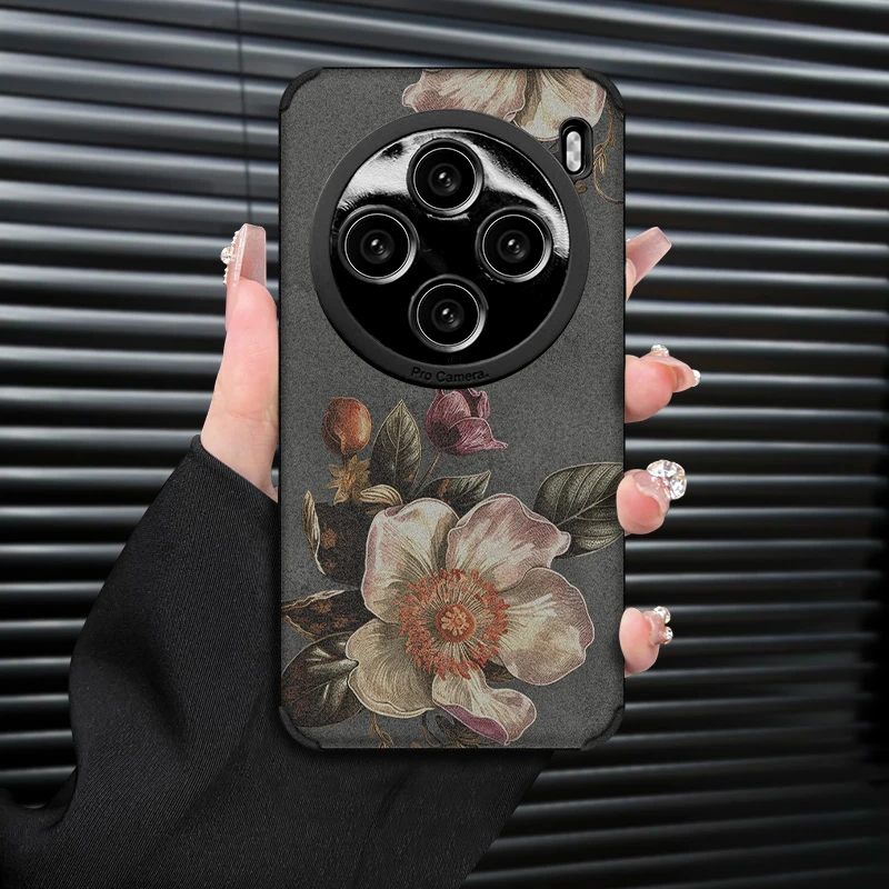 复古花朵复古皮质适用VIVOX100手机壳翻毛皮软套防摔创意全包